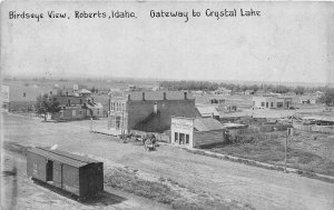 J51/ Roberts Idaho Postcard c1910 Birdseye Railroad Crystal Lake Stores 3