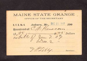 ME Maine State Grange Postal Card Auburn 1907 Carthage Hanscom