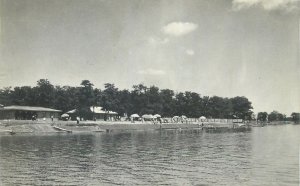 Romania Postcard vedere de pe plaja lacului din statiunea Baile Amara