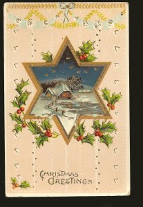 Postmarked 1910 Chicago ILL Embossed Christmas Greetings Postcard