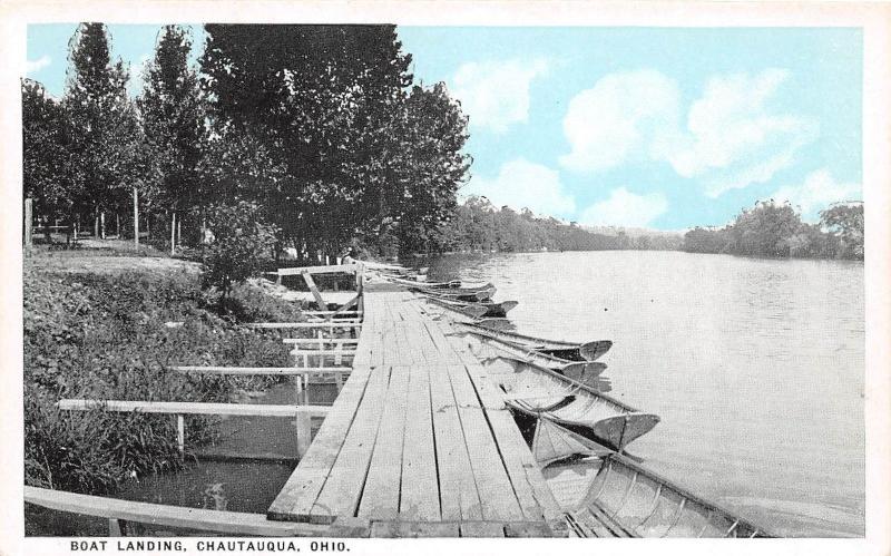 E46/ Franklin Ohio Postcard c1920s Chautauqua Boat Landing Lake