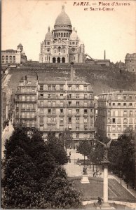 Vtg Paris France Place d'Anvers at Sacre Coeur Basillica Church 1910s Postcard