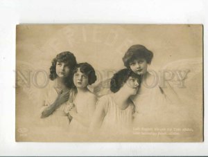 285802 PEACE Winged ANGEL Kids Vintage WWI FELDPOST postcard