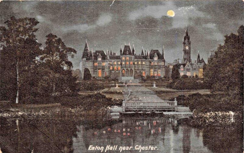 MOONLIGHT VIEW~EATON HALL-DUKE OF WESTMINSTER COUNTRY HOUSE~CHESTER UK POSTCARD