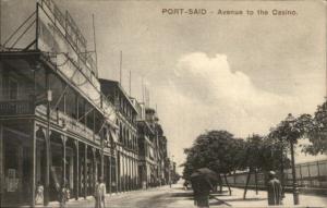 Port Said Egypt Avenue to the Casino c1910 Postcard