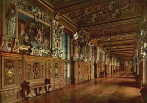 Vintage Postcard Chateau De Fontainebleau Francis The First's Gallery Fresco