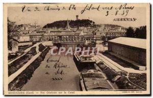 Old Postcard Beaucaire General Canal view