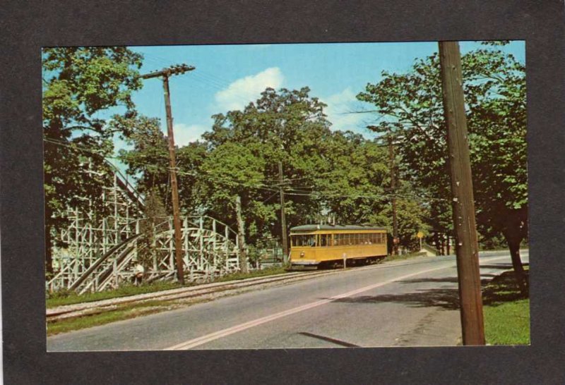 MD Gwynn Oak Amusement Park Roller Coaster Trolley Car Baltimore Maryland PC