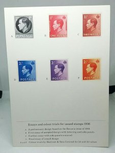 Essays of Colour Trials for Issued Stamps  1936 Vintage Stamp Postcard