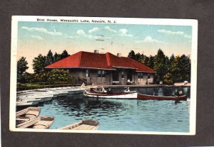 NJ Boat House Canoes Weequahic Lake Newark New Jersey Postcard  1919