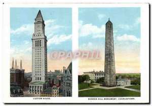 Postcard Old Custom House Bunker Hill Monument in Charlestown Summer street f...