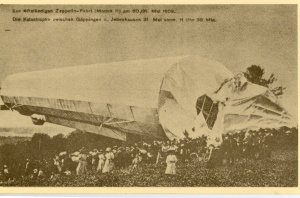 Postcard 1909 Zeppelin Crash after Record Flight in Germany/   Z9