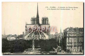 Old Postcard Paris the Apse of Notre Dame and the Square of Archeveche