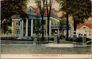 Residence of J.B. Rice, Cambridge NY Vintage Postcard Q63