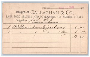 1887 Bought of Callaghan & Co. Chicago Illinois IL Omaha NE Postal Card