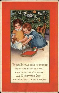 Whitney Christmas Little Girls Doll Bed Toy Horse c1910 Vintage Postcard