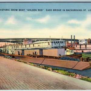 c1940s St. Louis MO Golden Rod Show Boat Eads Bridge PC Tichnor Chas Monroe A216