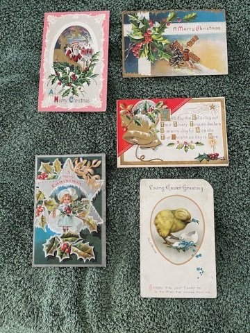 5 diff Antique postcards - Wolf mfg, Ellen Clapsaddle