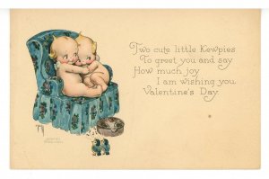 Kewpies by Rose O'Neill. Pub. By Gibson Art Valentine- Cuddling in Chair