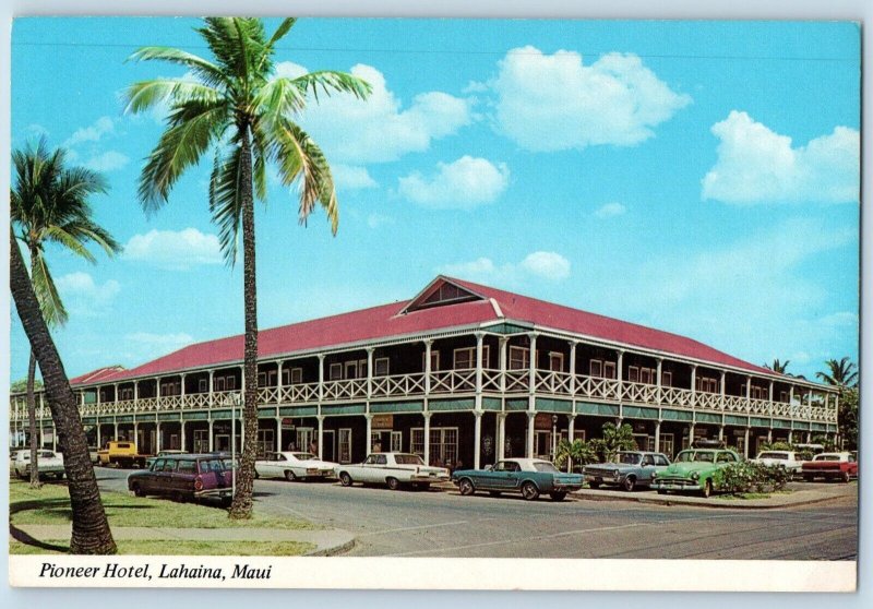Maui Hawaii Postcard Pioneer Hotel Lahaina Quaint Exterior c1960 Vintage Antique