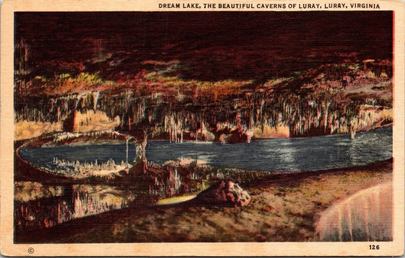 Dream Lake Caverns Luray Viginia Va Linen Caves Us 211 Marken Postcard