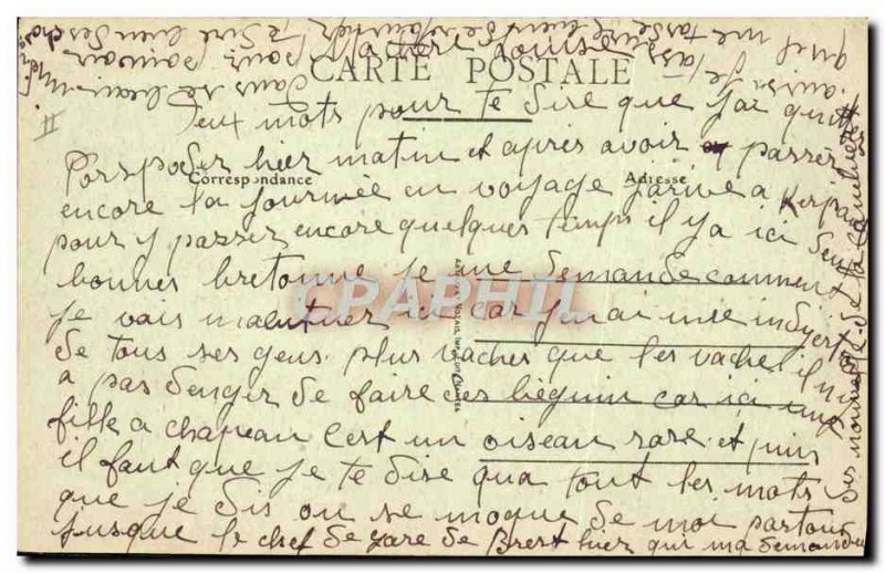 Old Postcard Boat Brest Magellan moonlight