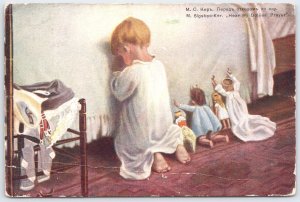 Vintage Russian M. Sigsbec-Ker Doll Prayer Postcard Early 1900s