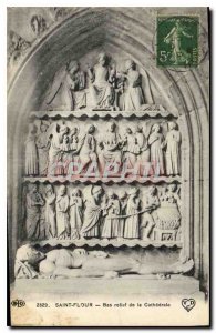 Postcard Old Saint Flour Bas relief of the Cathedral