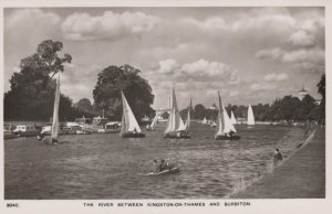 Surrey Postcard - The River Between Kingston-On-Thames and Surbiton