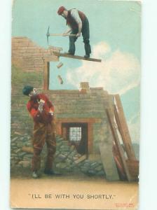 Bamforth Comic CONSTRUCTION ACCIDENT ABOUT TO HAPPEN AB9897