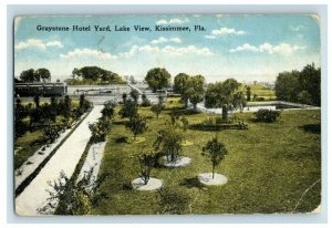 c. 1910 Greystone Hotel Yard Lake Train Stop Kissimmee, FL Postcard P14 