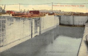 PANAMA CANAL ALMOST READY FOR SHIPS RFD CANCEL POSTCARD (c. 1914)