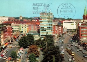 VINTAGE CONTINENTAL SIZE POSTCARD STREET SCENE OF KIEL GERMANY 1960s