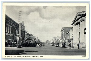 1937 Fifth Ave. Looking West Antigo Wisconsin WI Vintage Posted Postcard