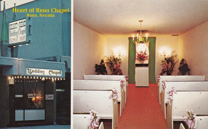 Reno Nevada 50 60s Heart Of Reno Wedding Chapel Hippostcard