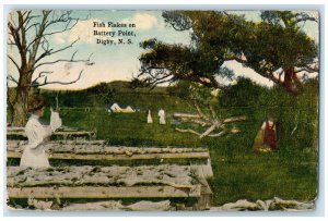 c1910 Fish Flakes on Battery Point Digby Nova Scotia Canada Antique Postcard