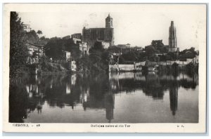 1953 Reflections on the Ter Girona River Catalonia Spain RPPC Photo Postcard