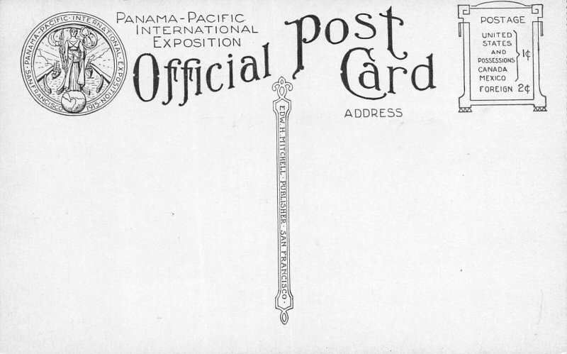 SAN FRANCISCO~PANAMA-PACIFIC EXPOSITION~RAINBOW SCINTILLATOR OFFICIAL POSTCARD