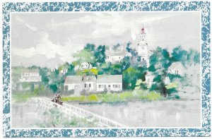 Country side and bridge drawing - Steeple Hill 1997 Mint Card.