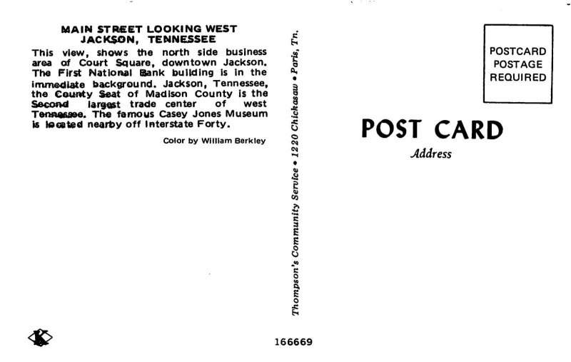 Main Street West Woolworth Store Jackson Tennessee postcard