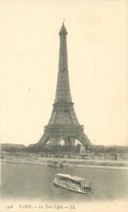 Postcard France Paris Eifel tower boat Louis Levy C-1910 #496 23-9777