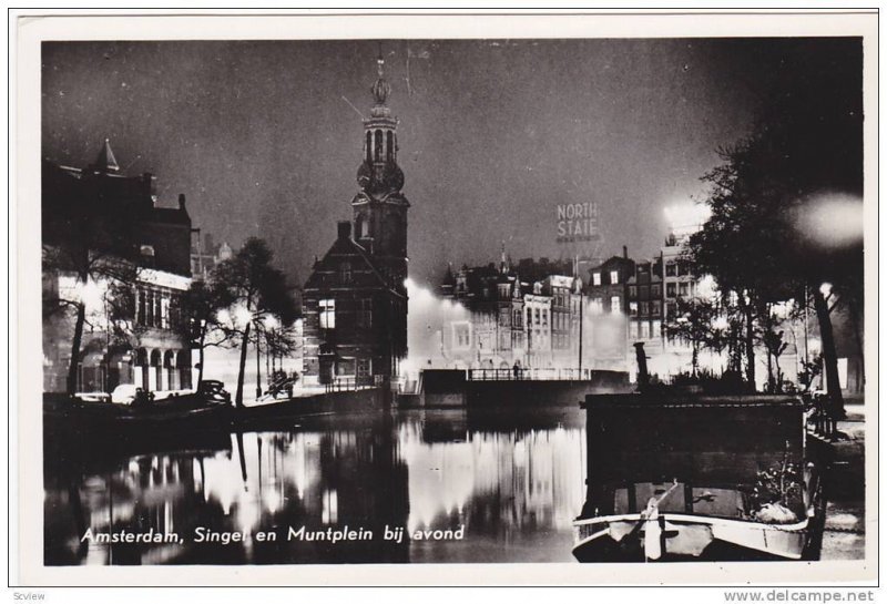 RP, Singel En Muntplein Bij Avond, Amsterdam (North Holland), Netherlands, 19...