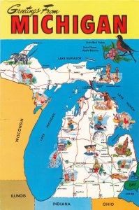 Greetings from Michigan with Map Great lakes Michigan Superior Huron Erie pm2000