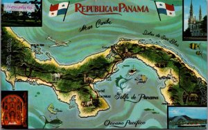 Panama Republica De Panama Map Postcard 09.92