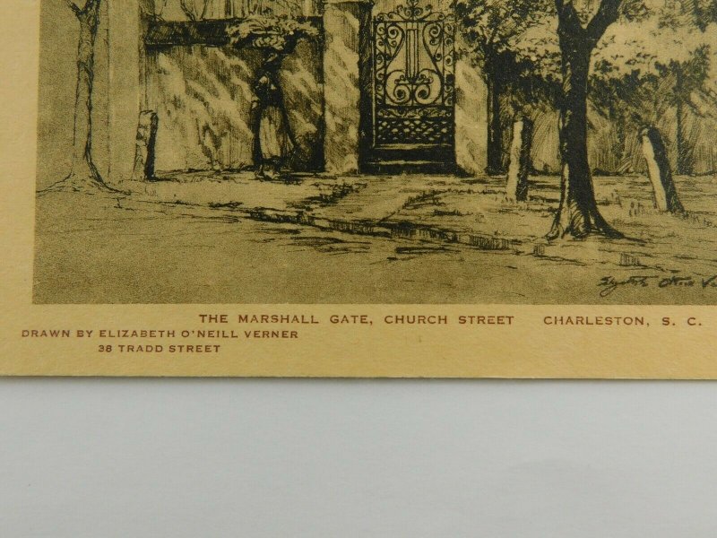 Marshall Gate Church St Charleston SC Drawn By Elizabeth Verner Vintage Postcard