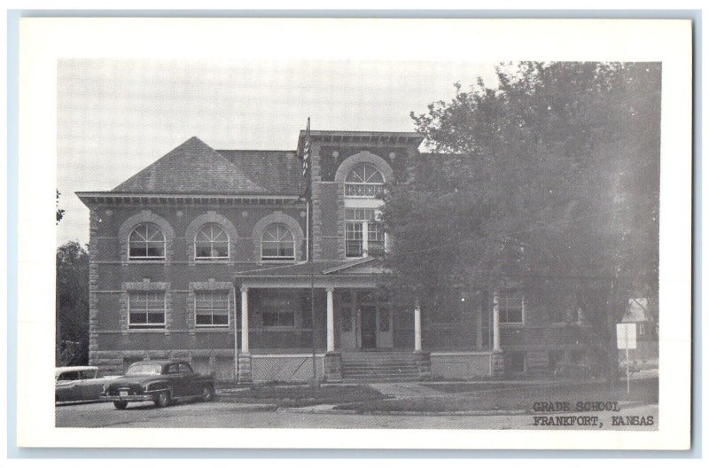 c1940 Grade School Exterior Building Frankfort Kansas Vintage Antique Postcard