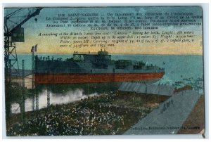 c1930's Launch at Chantiers De L'Atlantique Saint-Nazaire France Postcard