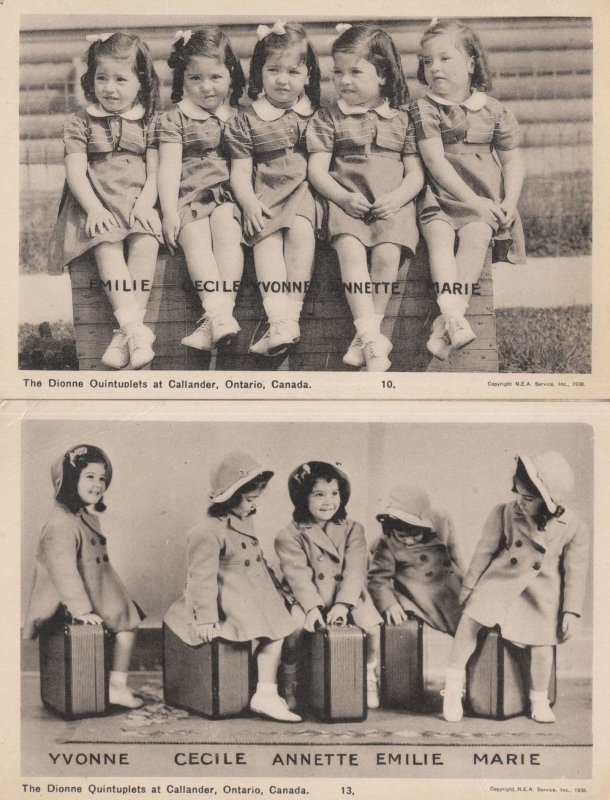 Dionne Quintuplets at Callander Ontario Canada 2x Old Postcard s