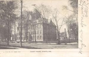 Sparta Wisconsin Court House Street View Antique Postcard K49990