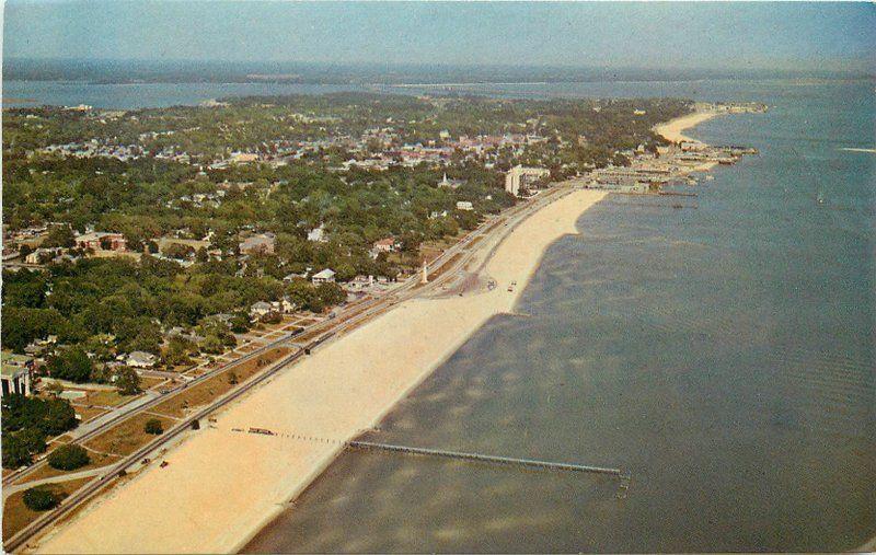 Birdseye View 1950s Mississippi Gulf Coast Lighthouse Biloxi 5851 Crocker